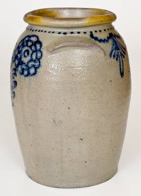 Fine B. C. MILBURN, Alexandria, VA, Stoneware Jar w/ Bold Slip-Trailed Floral Decoration