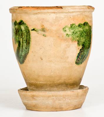 Strasburg, VA Redware Flowerpot with Bold Copper-Oxide Decoration, attrib. S. Bell & Sons