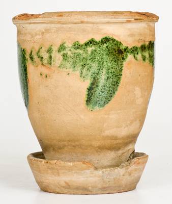 Strasburg, VA Redware Flowerpot with Bold Copper-Oxide Decoration, attrib. S. Bell & Sons