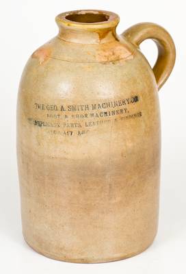 Unusual att. Richard Remmey Stoneware Jar w/ Philadelphia MACHINERY CO. Advertising