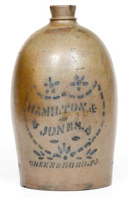 HAMILTON & JONES / GREENSBORO, PA Stoneware Jar with Stenciled Shield