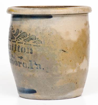 Jas. Hamilton & Co. / Greensboro, PA Stoneware Jar with Stenciled Decoration