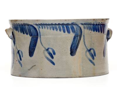 1 1/2 Gal. Baltimore Stoneware Cake Crock w/ Floral Decoration, circa 1840