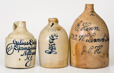 Lot of Three: NEWARK, NJ Stoneware Advertising Jugs