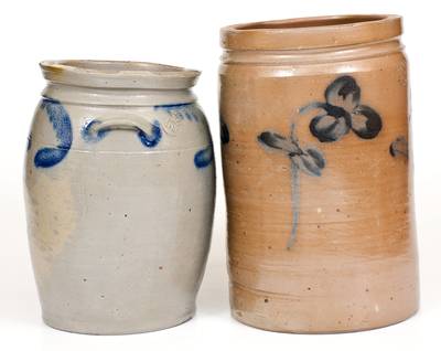 Lot of Two: P. HERRMAN /BALTIMORE Stoneware Jars with Cobalt Decoration