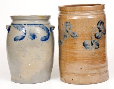 Lot of Two: P. HERRMAN /BALTIMORE Stoneware Jars with Cobalt Decoration