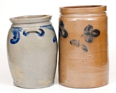 Lot of Two: P. HERRMAN /BALTIMORE Stoneware Jars with Cobalt Decoration