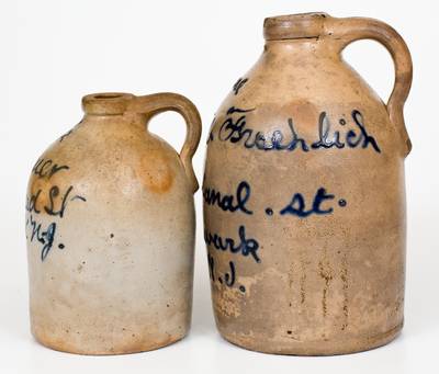 Lot of Two: Newark, New Jersey Stoneware Script Advertising Jugs