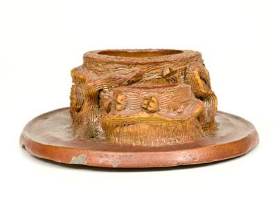 Very Unusual Sewer Tile Match Safe with Inscription on Underside