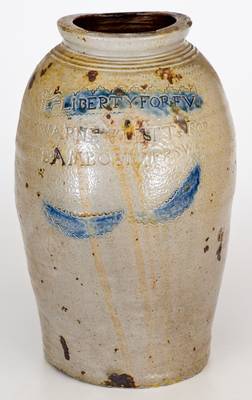Rare LIBERTY FOREV / WARNE & LETTs 1807 / S. AMBOY. N. JERSY Stoneware Jar