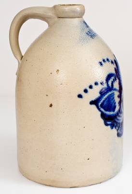 2 Gal. F. B. NORTON & CO. / WORCESTER, MASS. Stoneware Jug w/ Floral Basket