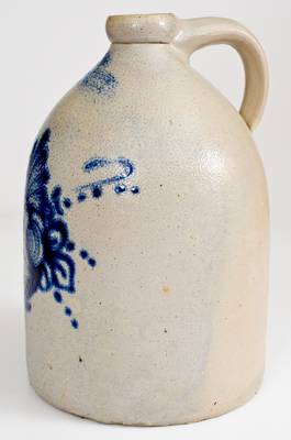 2 Gal. F. B. NORTON & CO. / WORCESTER, MASS. Stoneware Jug w/ Floral Basket