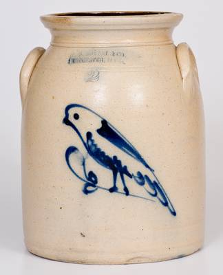 F. B. NORTON & CO. / WORCESTER, MASS. Stoneware Jar with Bold Bird Decoration