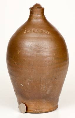 Rare A. STATES, Stonington, CT Stoneware Jug, first quarter 19th century