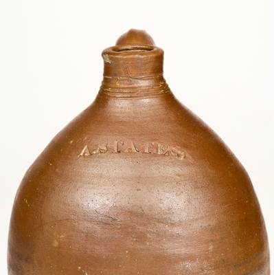 Rare A. STATES, Stonington, CT Stoneware Jug, first quarter 19th century