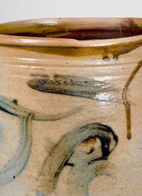 Rare SWAN & STATES / STONINGTON, CT Stoneware Jar Inscribed 