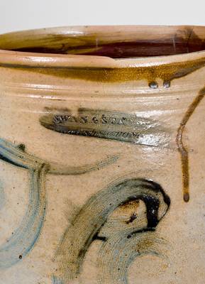Rare SWAN & STATES / STONINGTON, CT Stoneware Jar Inscribed "J. C."