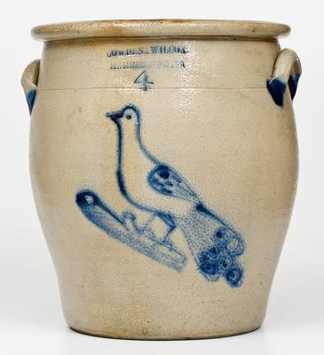 Rare Four-Gallon COWDEN & WILCOX / HARRISBURG, PA Stoneware Peacock Jar