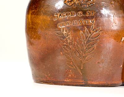 Extremely Rare JACOB CONE / NEW HAVEN Stoneware Gemel with Applied Eagles