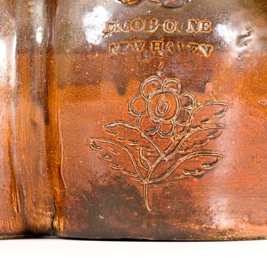 Extremely Rare JACOB CONE / NEW HAVEN Stoneware Gemel with Applied Eagles