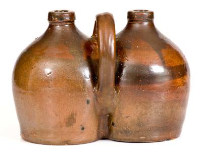 Extremely Rare JACOB CONE / NEW HAVEN Stoneware Gemel with Applied Eagles