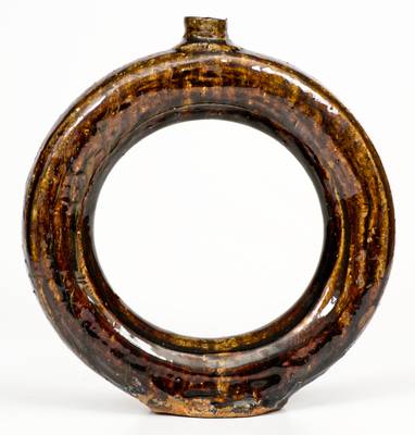 Rare Alkaline-Glazed Stoneware Ring Jug, attrib. Stone / Penland, Buncombe County, NC