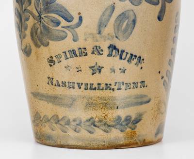 Exceptional NASHVILLE, TENN. 10 Gal. Stoneware Advertising Churn w/ Elaborate Decoration