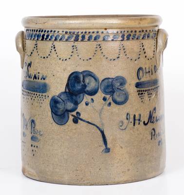 Exceedingly Rare and Important Roseville, Ohio Stoneware Crock with Inscribed Potters  Names