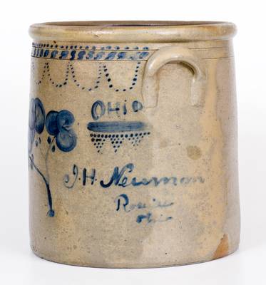 Exceedingly Rare and Important Roseville, Ohio Stoneware Crock with Inscribed Potters  Names