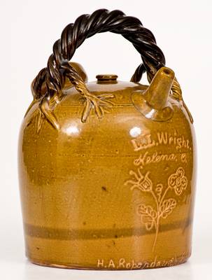 Extremely Rare and Important Signed H. A. Rodebaugh (Akron, Ohio) Stoneware Harvest Jug