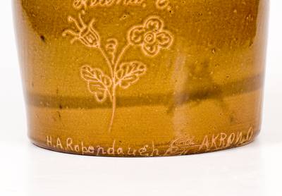 Extremely Rare and Important Signed H. A. Rodebaugh (Akron, Ohio) Stoneware Harvest Jug