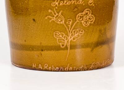 Extremely Rare and Important Signed H. A. Rodebaugh (Akron, Ohio) Stoneware Harvest Jug