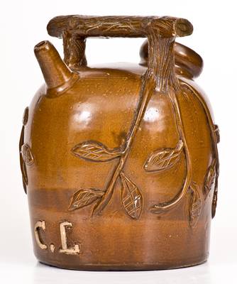 Ohio Stoneware Harvest Jug with Applied Leaf Decoration