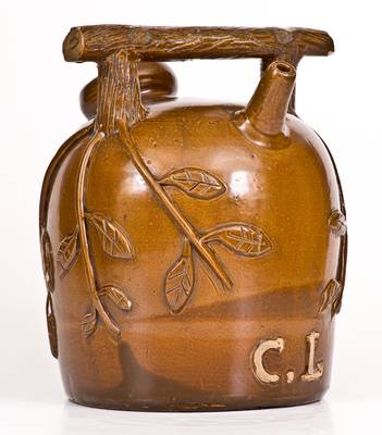 Ohio Stoneware Harvest Jug with Applied Leaf Decoration