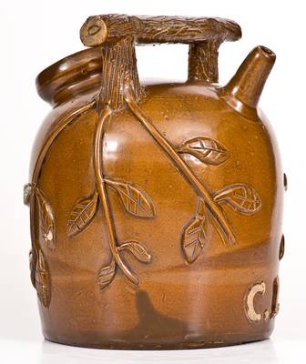 Ohio Stoneware Harvest Jug with Applied Leaf Decoration