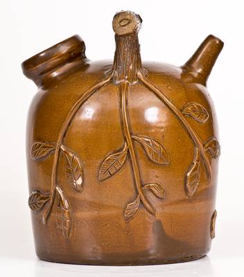 Ohio Stoneware Harvest Jug with Applied Leaf Decoration