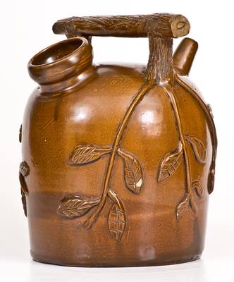 Ohio Stoneware Harvest Jug with Applied Leaf Decoration
