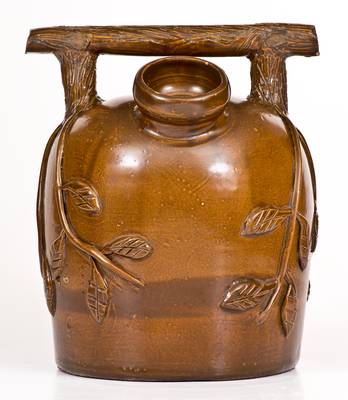 Ohio Stoneware Harvest Jug with Applied Leaf Decoration