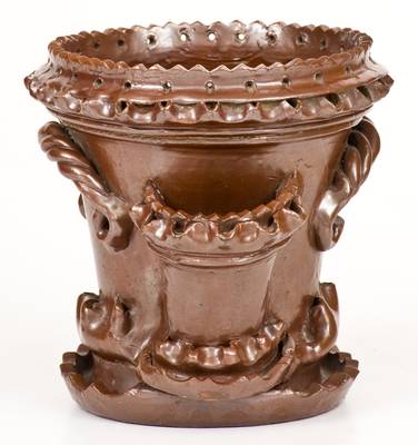 Outstanding Ornamental Ohio Stoneware Flowerpot attrib. R. S. Baird, Mogadore