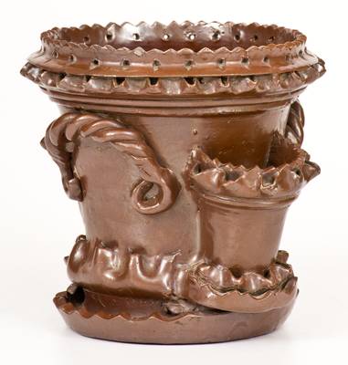 Outstanding Ornamental Ohio Stoneware Flowerpot attrib. R. S. Baird, Mogadore