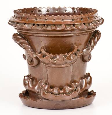 Outstanding Ornamental Ohio Stoneware Flowerpot attrib. R. S. Baird, Mogadore