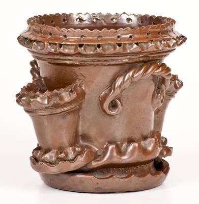 Outstanding Ornamental Ohio Stoneware Flowerpot attrib. R. S. Baird, Mogadore