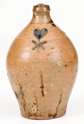 Extremely Rare 1/4 Gal. Stoneware Jug w/ Incised Heart, Manhattan, circa 1800