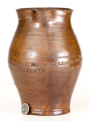 Very Rare PAUL CUSHMAN / 1809 Stoneware Pitcher with Two-Line 