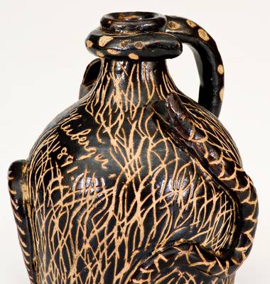Exceptional Boonville, MO Stoneware Snake Jug Inscribed 