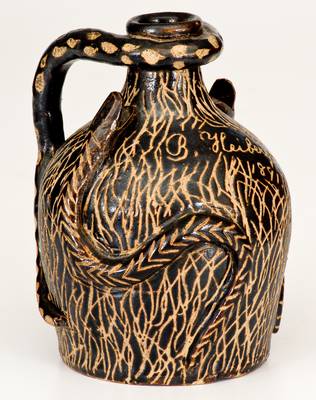 Exceptional Boonville, MO Stoneware Snake Jug Inscribed 