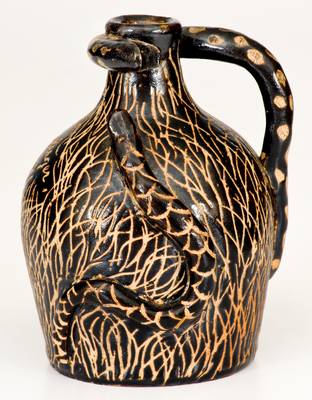 Exceptional Boonville, MO Stoneware Snake Jug Inscribed 