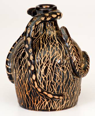 Exceptional Boonville, MO Stoneware Snake Jug Inscribed 