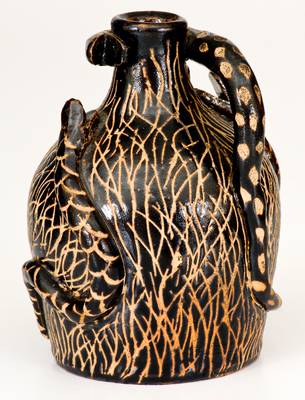 Exceptional Boonville, MO Stoneware Snake Jug Inscribed 