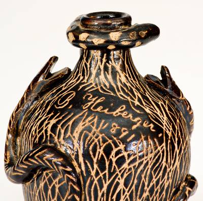 Exceptional Boonville, MO Stoneware Snake Jug Inscribed 